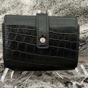 FREE - YSL Yves Saint Laurent Men Women Crocodile Black Leather Embossed Wallet
